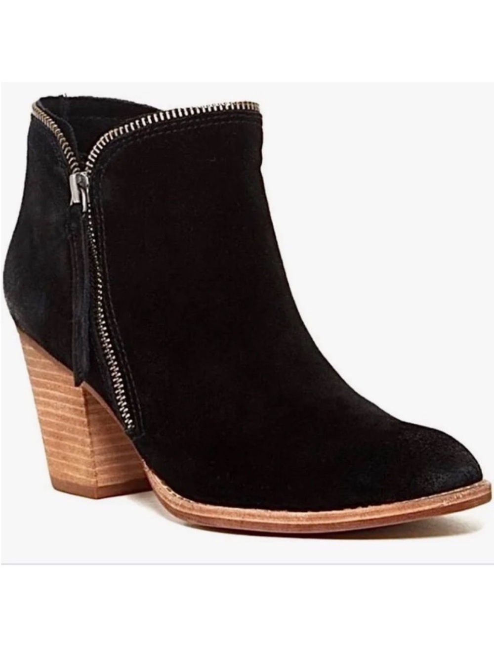 Dolce Vita Black Suede Ankle Boot with Stacked Heel